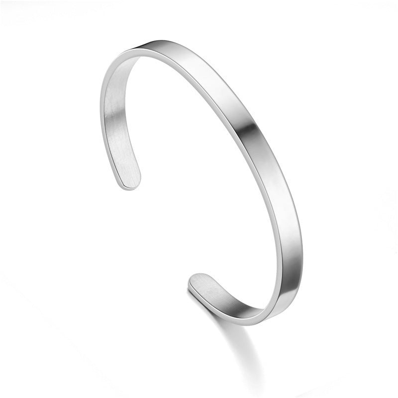 Wholesale Open Adjustable C-shaped Stainless Steel Titanium Bracelet